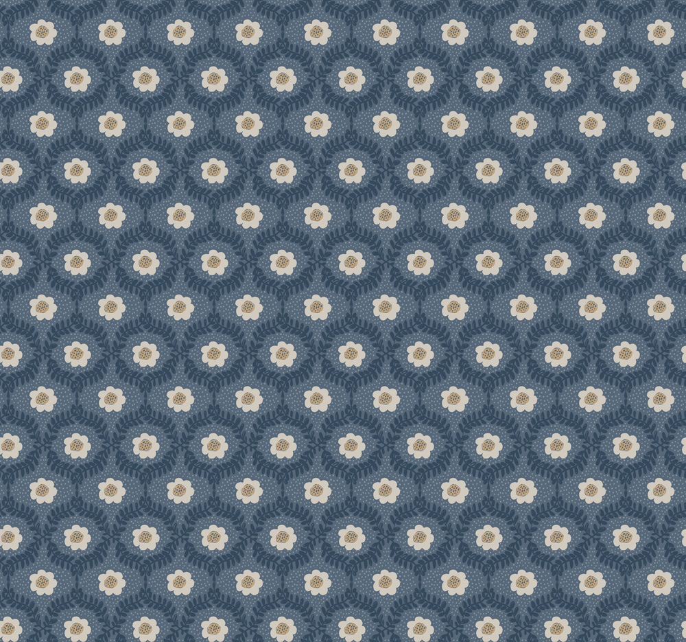 Blue Wallpaper with a Floral Pattern