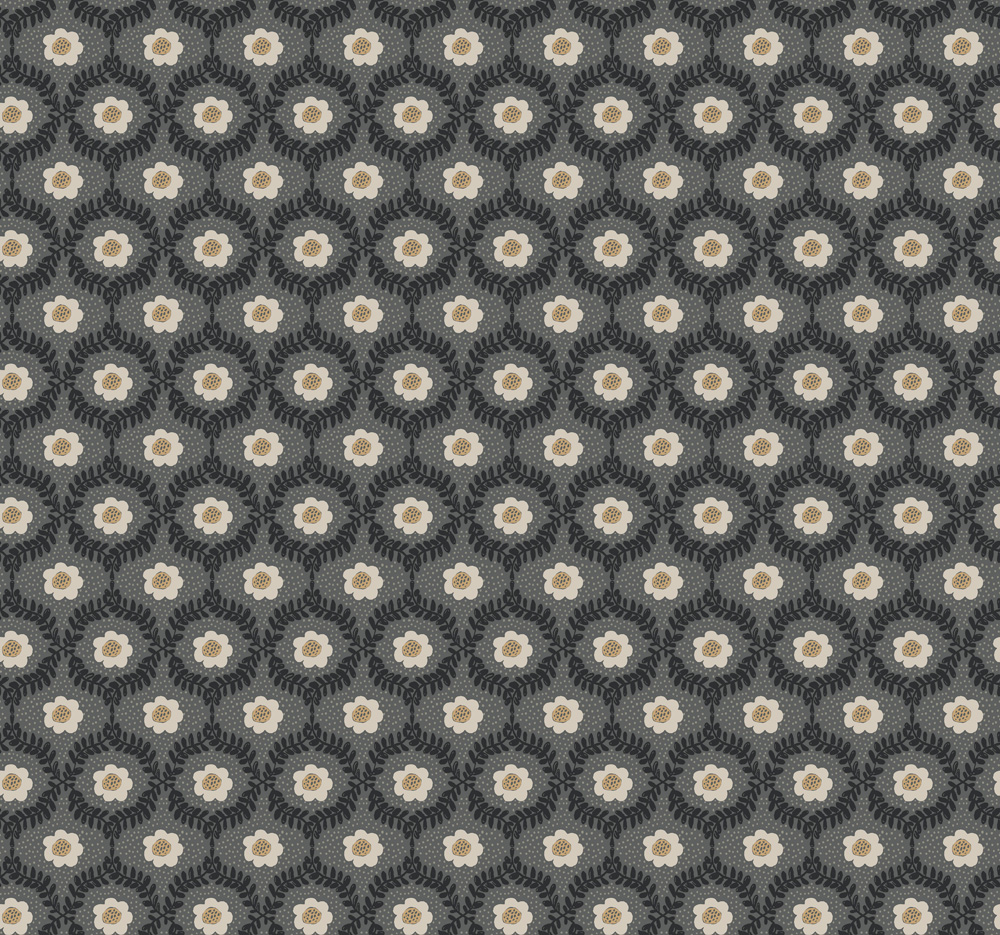 Black Wallpaper with a Floral Pattern