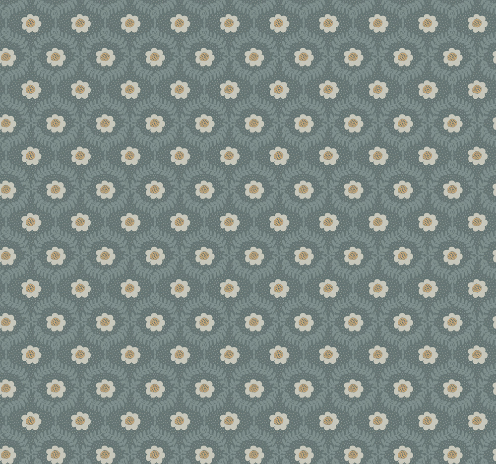 Green wallpaper with a floral pattern