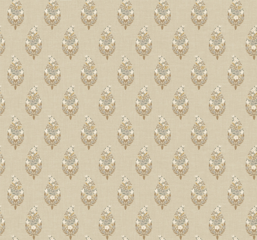 Beige wallpaper with a floral pattern
