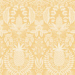 Yellow Wallpaper with Fruit and Medallion Patterns