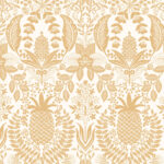 Gold Wallpaper with Fruit and Medallion Patterns