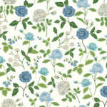 Blue Wallpaper with a Floral Pattern