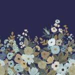 Blue Wallpaper with Floral Pattern, Photo Wallpaper Design