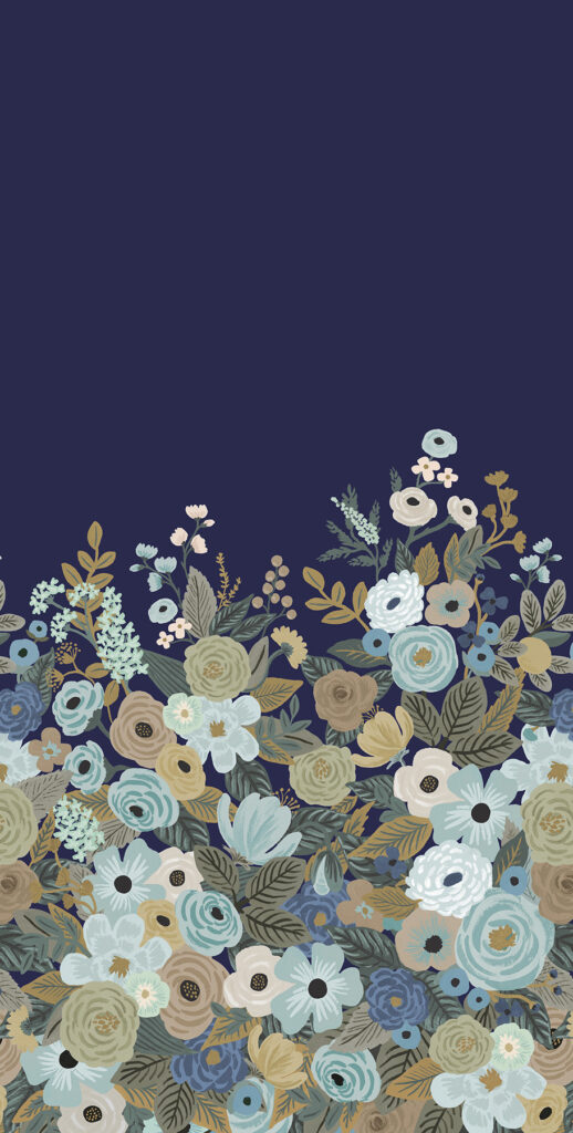 Blå tapet med Blommigt, Fototapet mönster
