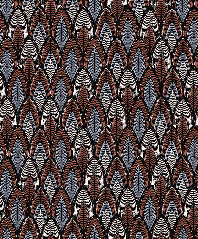 Multicolored wallpaper with floral and geometric patterns