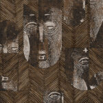 Brown, Silver Wallpaper with a Figurative Pattern