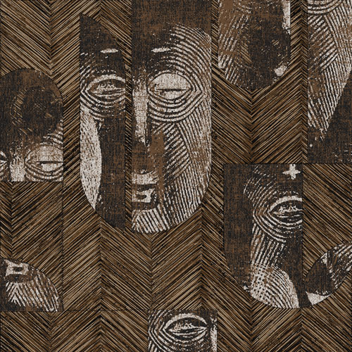 Brown, Silver Wallpaper with a Figurative Pattern
