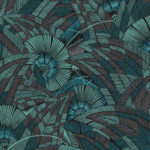 Green and Blue Wallpaper with a Leaf Pattern