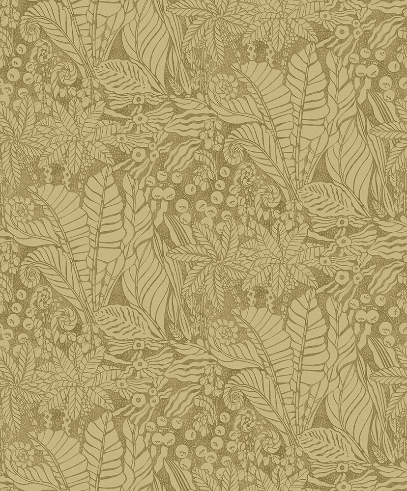 Green wallpaper with a leaf pattern