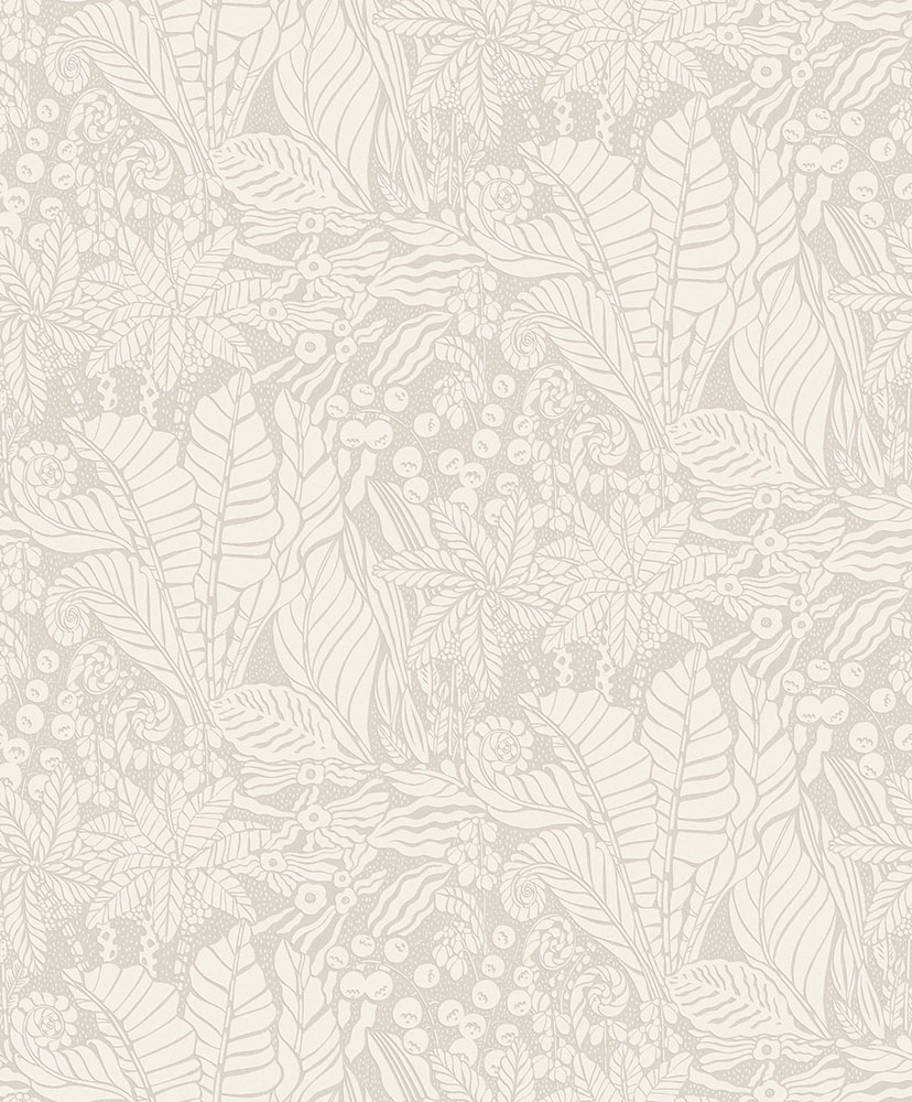 Beige wallpaper with a leaf pattern