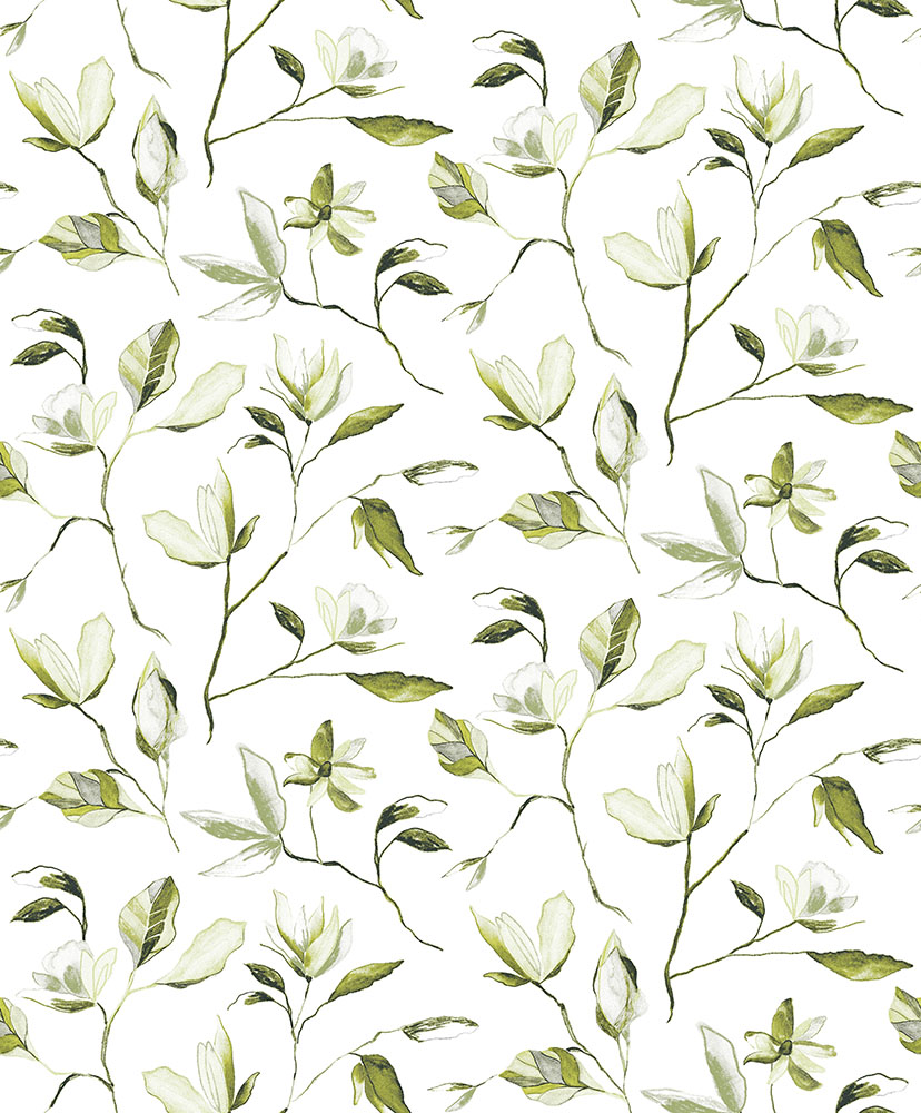 White wallpaper with a leaf pattern
