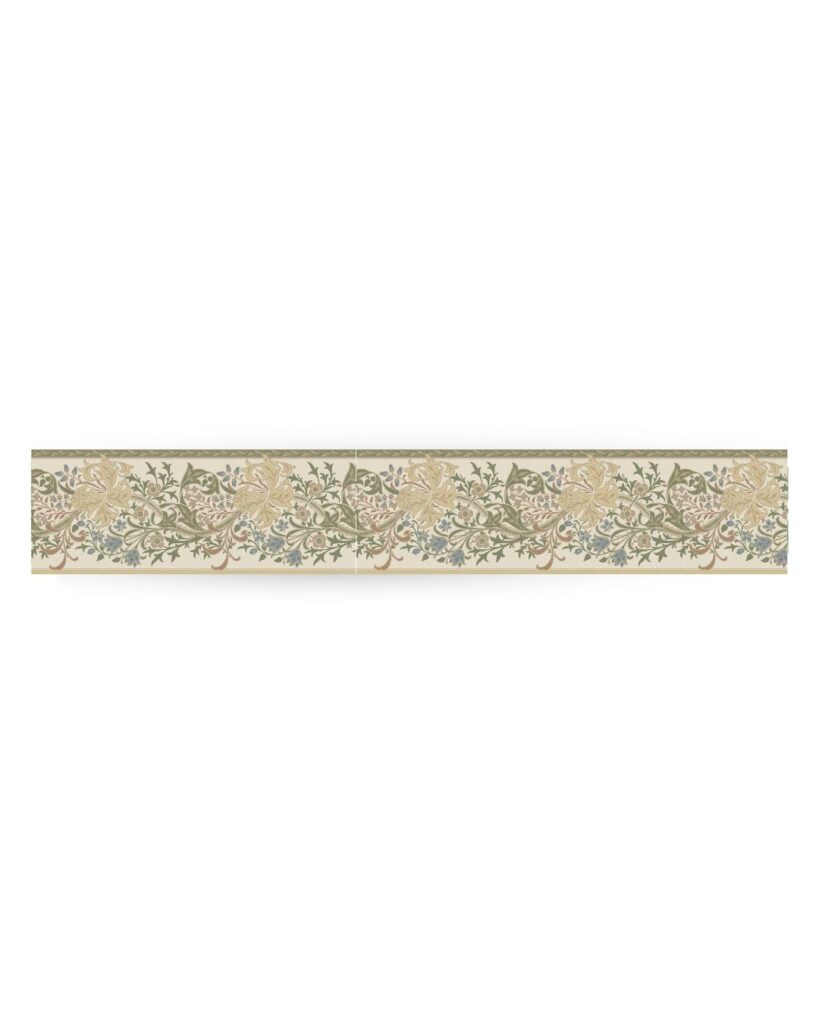 Beige tapet med Bård, Blommigt, Blad mönster