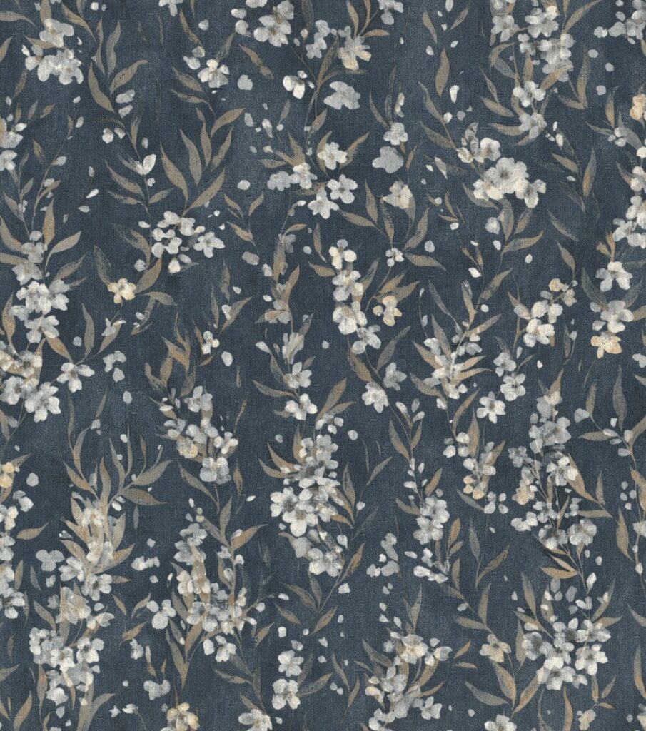 Blue Wallpaper with a Floral Pattern