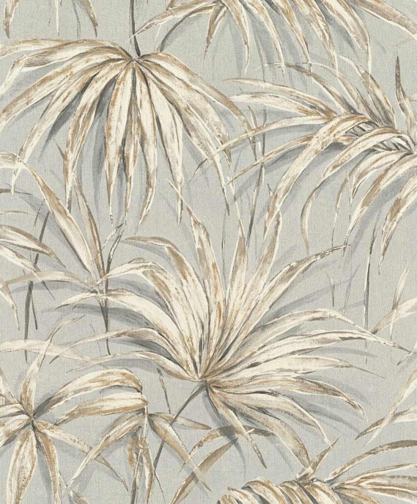 Blue wallpaper with a leaf pattern