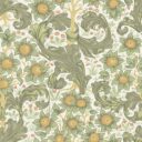White and Green Wallpaper with Floral and Leaf Patterns