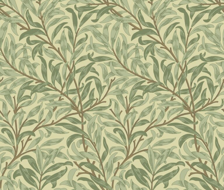 Yellow and Green Wallpaper with a Leaf Pattern
