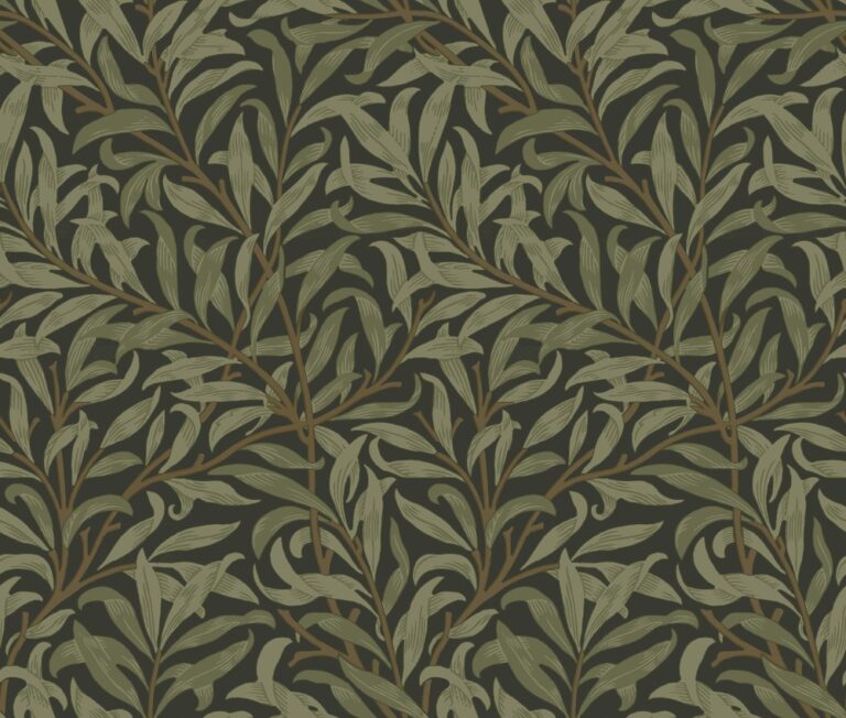 Black and Green Wallpaper with a Leaf Pattern