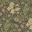 Black, Multicolored Wallpaper with Leaves, Floral Pattern